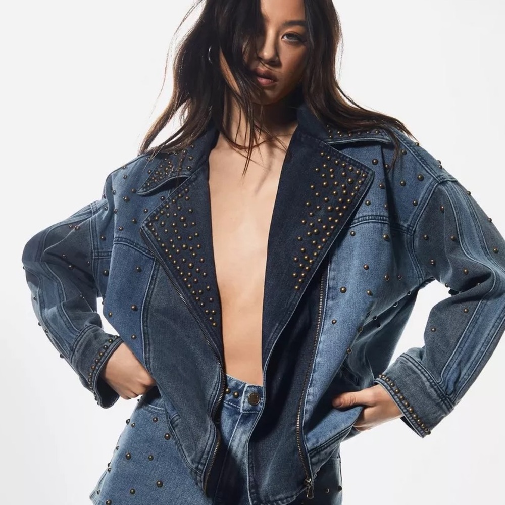 Nasty Gal Studded Denim Jacket